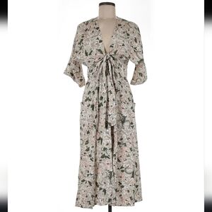 Happy Nature Linen blend Floral Midi dress Size 6